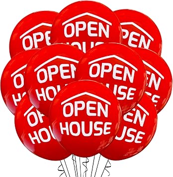 Malayan Products Open House Red Balloons Latex 12 Count Mix, Realtor Decoration, Real Estate Party Event Supply, Home Birthday Theme, 12 Inch Standard Size