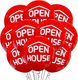 Malayan Products Open House Red Balloons Latex 12 Count Mix, Realtor Decoration, Real Estate Party Event Supply, Home Birthday Theme, 12 Inch Standard Size