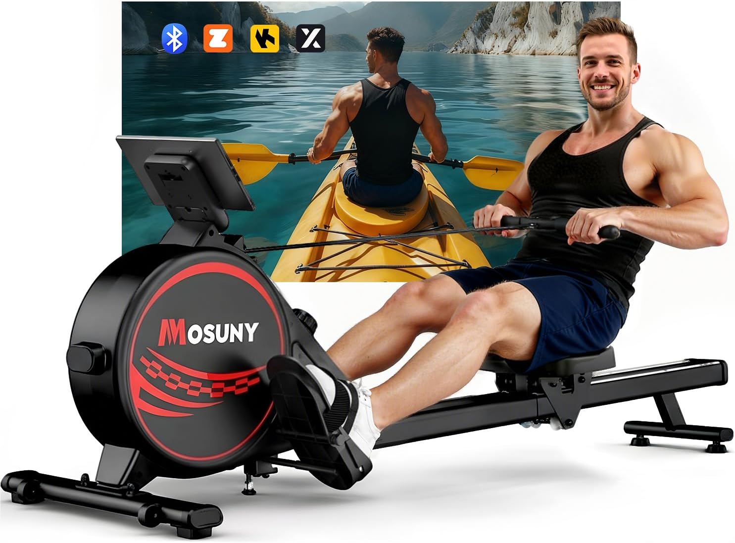 MOSUNY Magnetic Rowing Machine 16/32 Resistance Levels Foldable