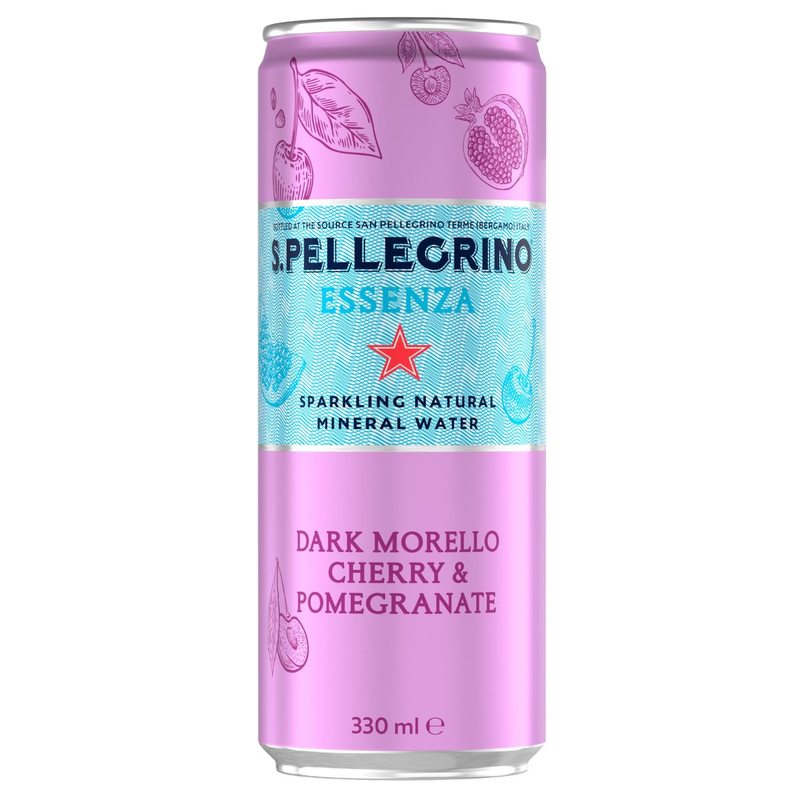 San Pellegrino Essenza Sparkling Water Cherry & Pomegranate Lightly Flavoured 24x330ml