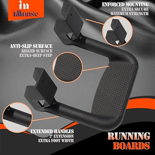 Miniatura 4 de 2 barras laterales universales de aluminio negro de repuesto para camiones de Chevy (Chevrolet), Ford, Toyota, GMC, Dodge RAM, Jeep