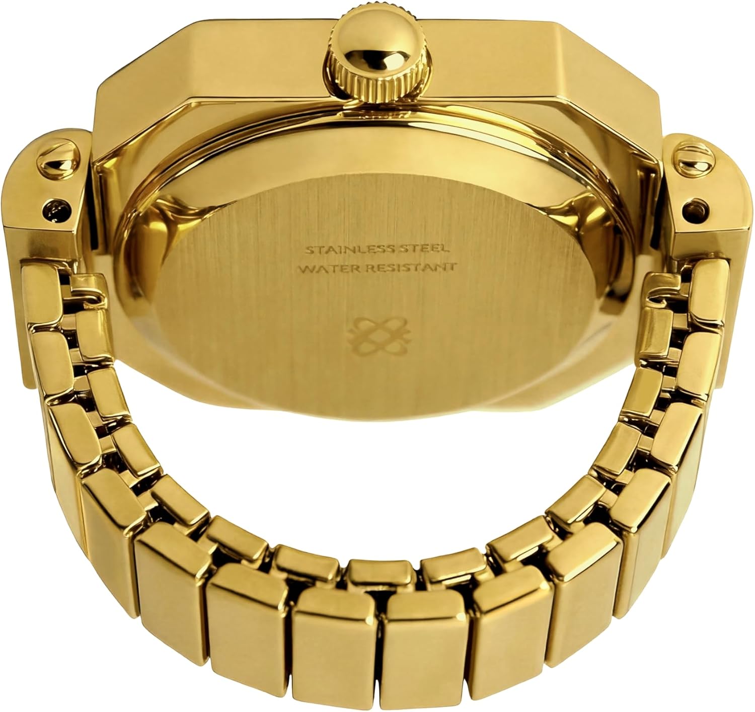 PASCAL Sofia Prism Watch Ring for Women Men, 3D Gem-Cut Sapphire Crystal, Lab-Grown Gemstones 0.84ct, Quartz Movement, Adjustable Expansion Stainless Steel Band (US 6–10)