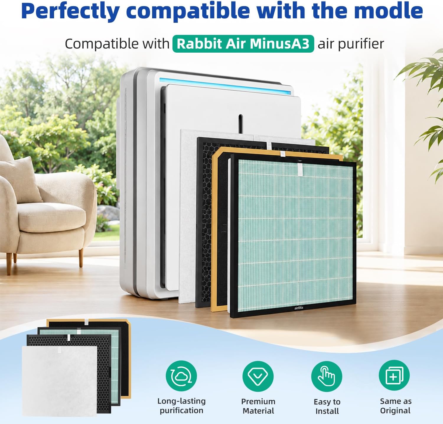 MinusA3 Replacement Filter Compatible with MinusA3 AirPurifier SPA-1000N image 2
