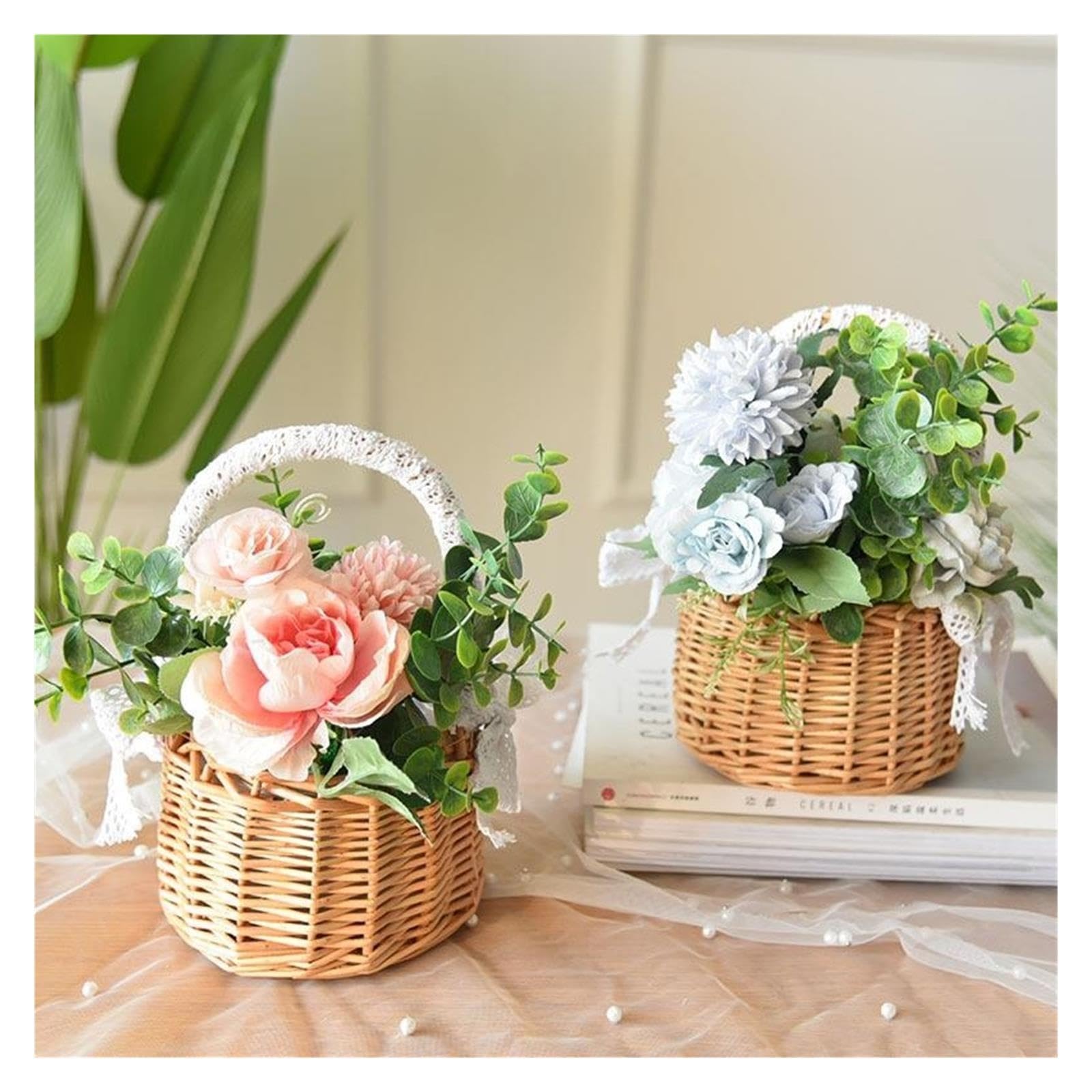 1pcs Rattan Portable Woven Flower Basket Per Matrimoni