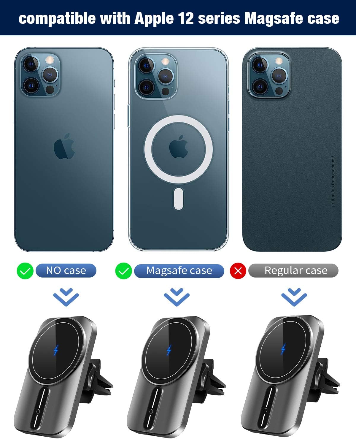 Frее Shірріng оƒƒеr Magnetic Wireless Charger -【with QC3.O car Adapter】 WAITIEE Car Charger Mount for iPhone 13 12 Mini /12pro/12 pro max air Vent Phone Holder 360° Adjustable auto-Alignment Fast car Charging