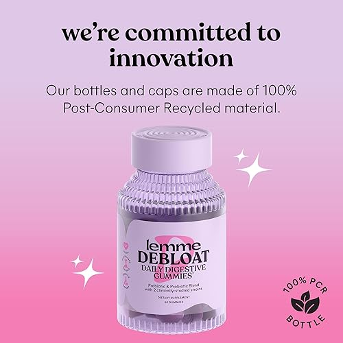 Miniatura 7 de Lemme Debloat - Gomitas de salud digestiva e intestinal con 2 probióticos clínicamente estudiados y prebióticos, vegetarianos, sin gluten, sin OMG,