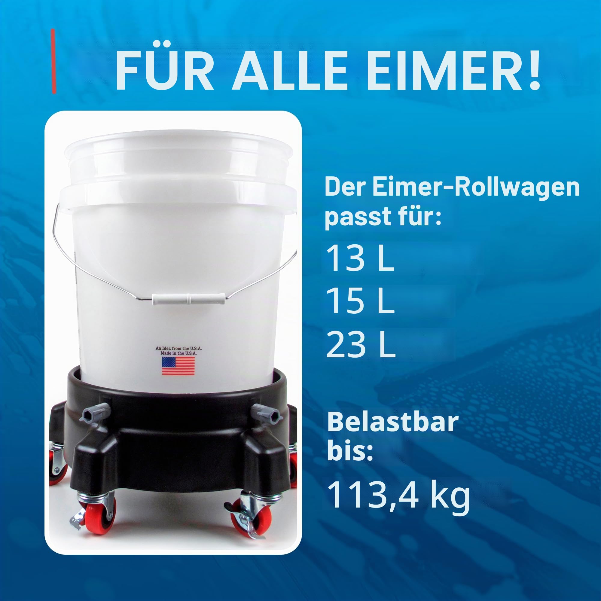 Grit Guard Dolly Wagen für Auto Wascheimer | kompatibel mit gängigen Autowascheimern
