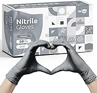 Vista 1 de WECARE Guantes desechables de nitrilo cromados, sin polvo ni látex, no estériles, aptos para alimentos