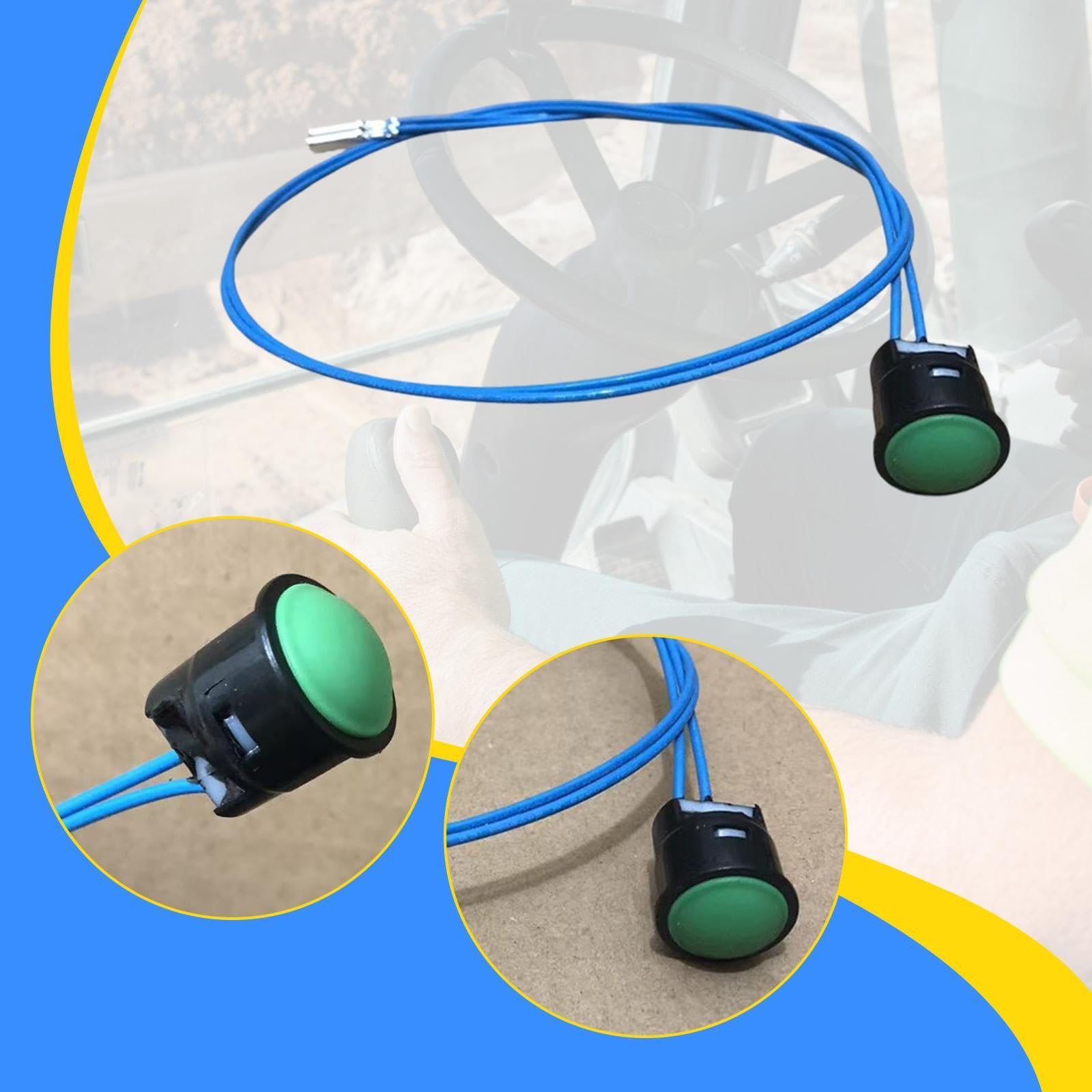 Perfeclan Botón Pulsador de Joystick para Excavadoras, Conjunto de Piezas de Manija de Cargadora, Interruptor de Botón de Alto Rendimiento con Cable para Taller, Verde 2 Cables