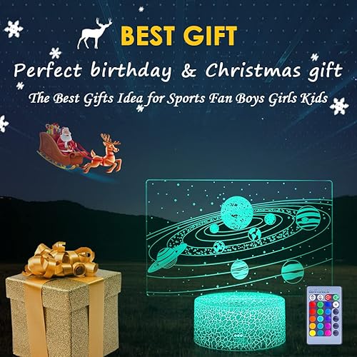 Miniatura 9 de Lámpara 3D deportiva con control remoto y táctil varios modos de color y intermitentes y brillo ajustado USB y pilas los mejores regalos para