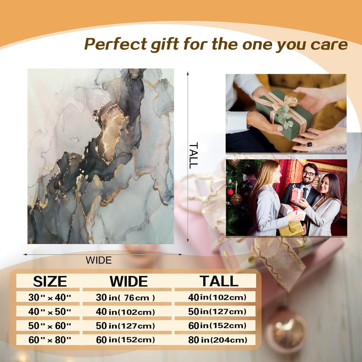 Grey Marble Flannel Fleece Blanket, Abstract Gold Foil Cracked Lines Ultra-Soft Microfiber Throw Blanket for Sofa, Couch & Bed Bedroom Decor 60x80in