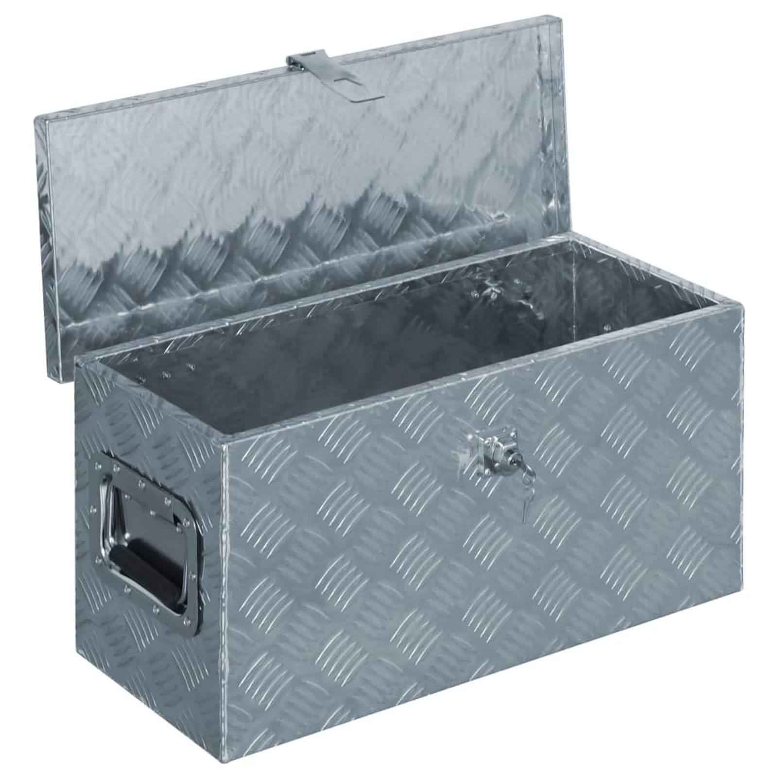 Festnight boîte en Aluminium Caisse à Outils Aluminium Boîte en Alu Caisse de Transport Caisse de Rangement,Malle Aluminium,Malle Metallique 61.5 x 26.5 x 30 cm-Argent