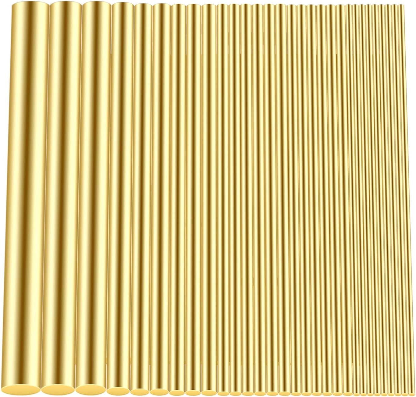 DYWISHKEY 1/2" 3/8" 5/16" 1/4" 3/16" 5/32" 1/8" 3/32" 1/16" Brass Rods Assortment Kit for DIY Craft Making, Handle Pin (30 Pieces)