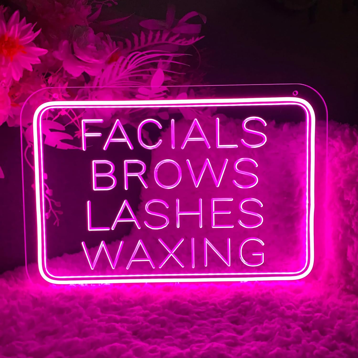 Neon Sign Waxing Lashes Brows Facails for Wall Decor 3D Art Carving Design USB Powered Personalized Neon Light Sign for Beauty Salon Spa Business Lash Hair Shop Led Advertising Neon Signs Pink 11.8 IN
