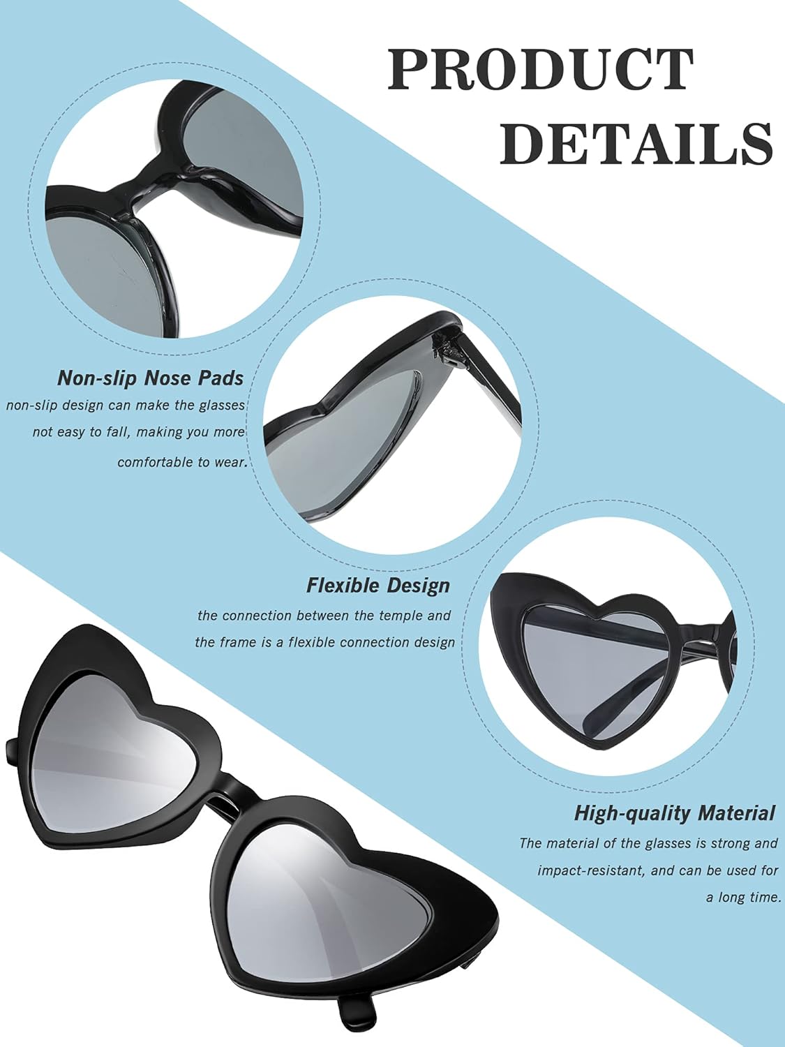 Weewooday 10 Pairs Heart Sunglasses Cat Eye Bachelorette Bridesmaid Sunglasses for Women Wedding Bachelorette Party Favors - Image 3