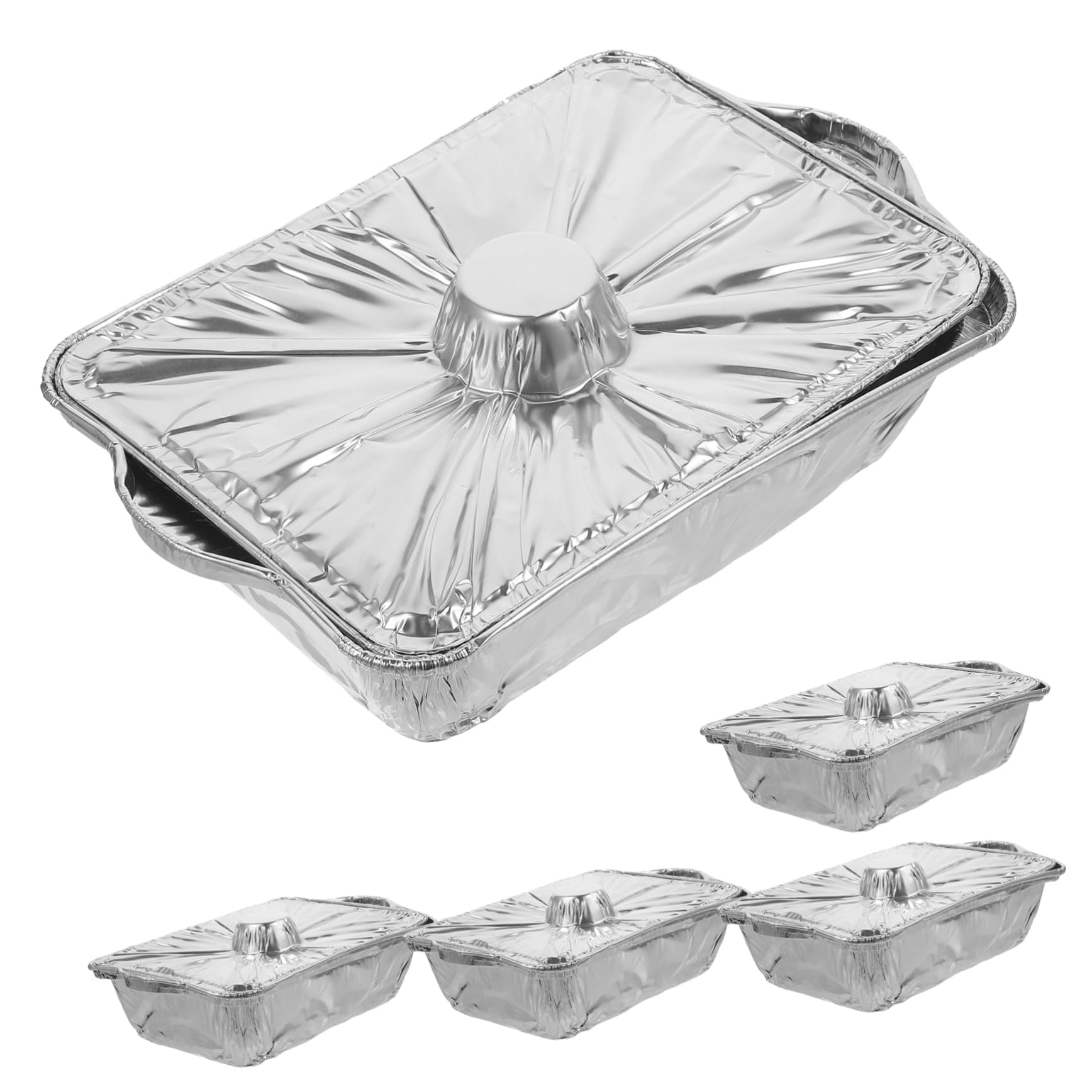OFFSCH Aluminum Foil Pan Lids 5 Pack Heavy Duty Tin Foil Pans for Storage Baking BBQ Outdoor