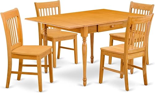 Miniatura 17 de East West Furniture MZNO5-OAK-C - Juego de mesa de cocina de 5 piezas para 4 personas, incluye una mesa de comedor rectangular con gotas y 4 sillas