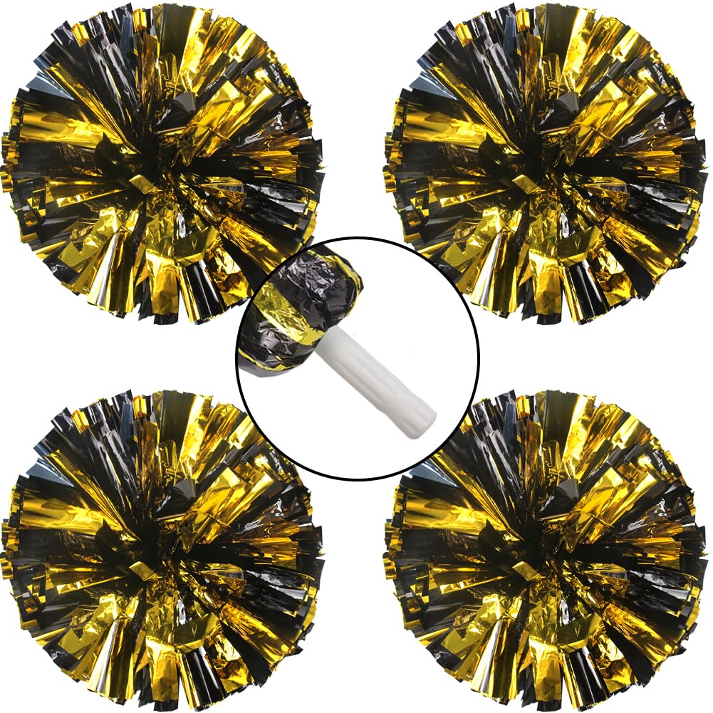 Hooshing 4PCS Cheer Pom Poms with Plastic Handle Cheerleading Pompoms for Kids Team Sports Party Cheering