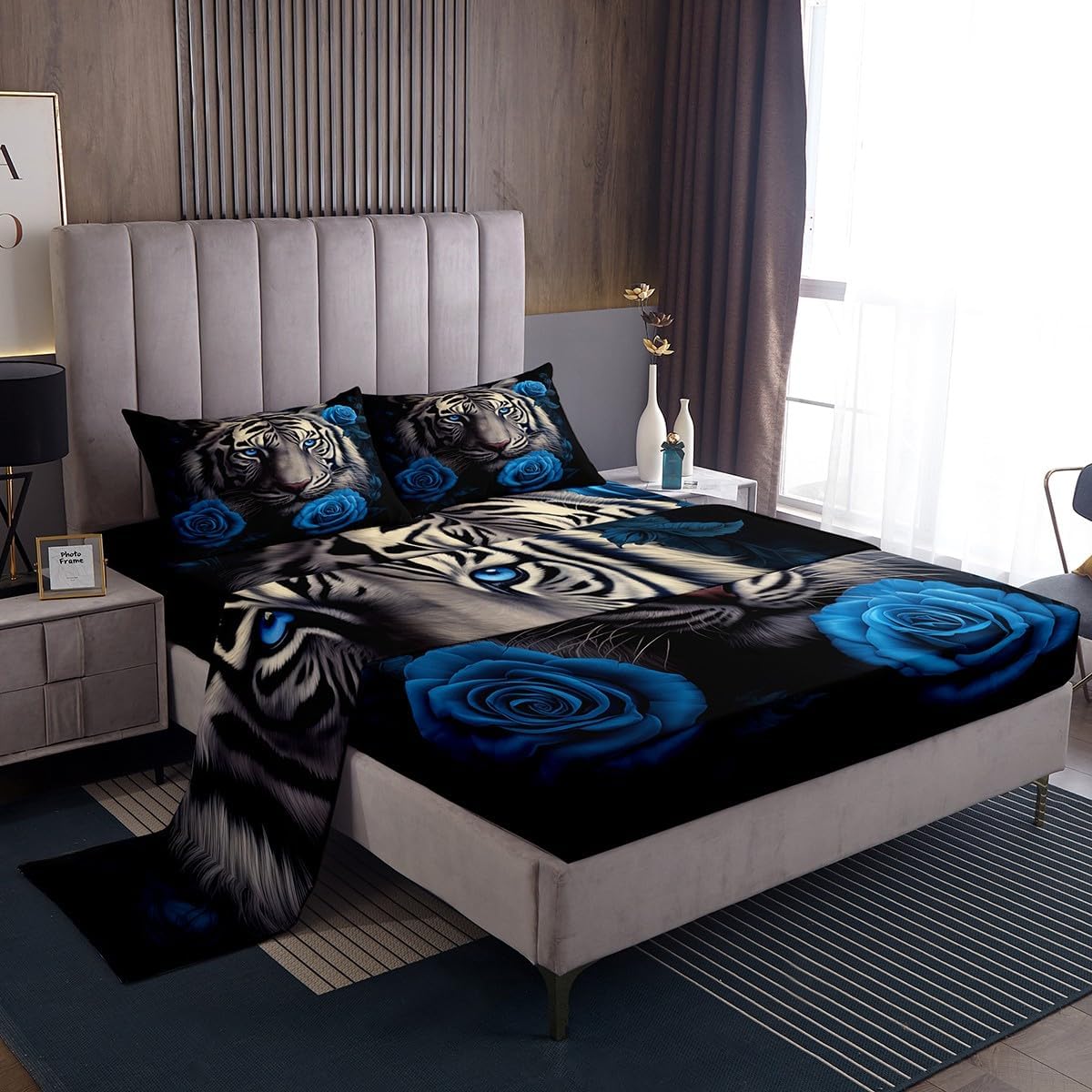 Feelyou Black Gold Abstract Art Line Bedding Set Queen Size Modern Geometric Print Sheets for Kids Boys Girls Minimalist Ink Line Bed Sheets Soft Sheets Set,1 Fitted Sheet+2 Pillow Sham+1 Flat Sheet