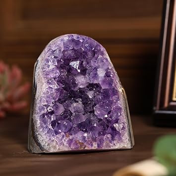Natural Amethyst Crystal Cluster Specimen for Meditation Chakra Balancing, Irregular Rough Stone Geode Quartz Home Decor for Wealth & Good Luck, 2.2-2.65 lb