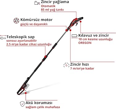 Einhell Professional Akülü Yüksek Dal Budama GP-LC 18/20 Li T BL-Solo