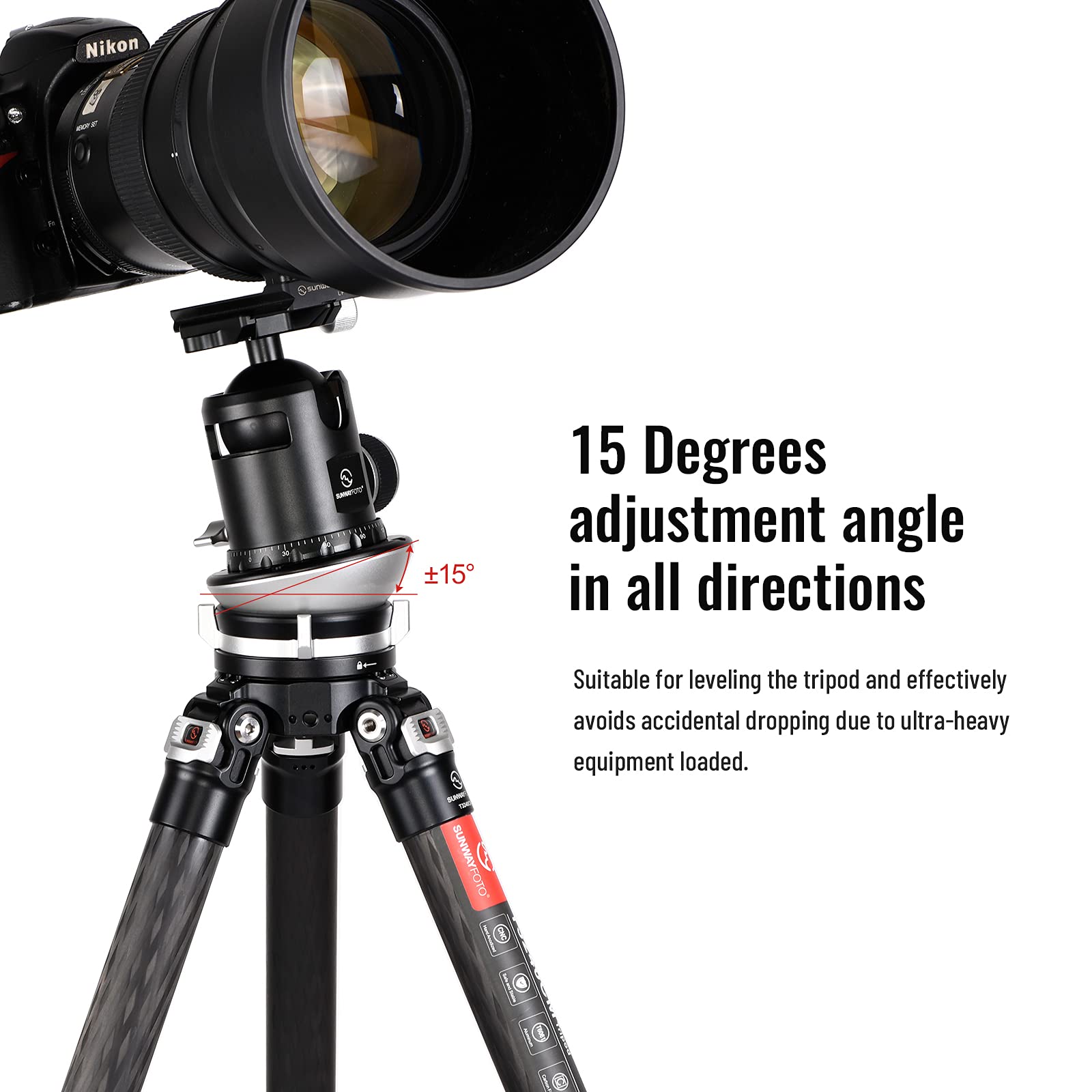 SUNWAYFOTO Base di livellamento LB-90 Testa treppiede Capacità di carico 25 kg