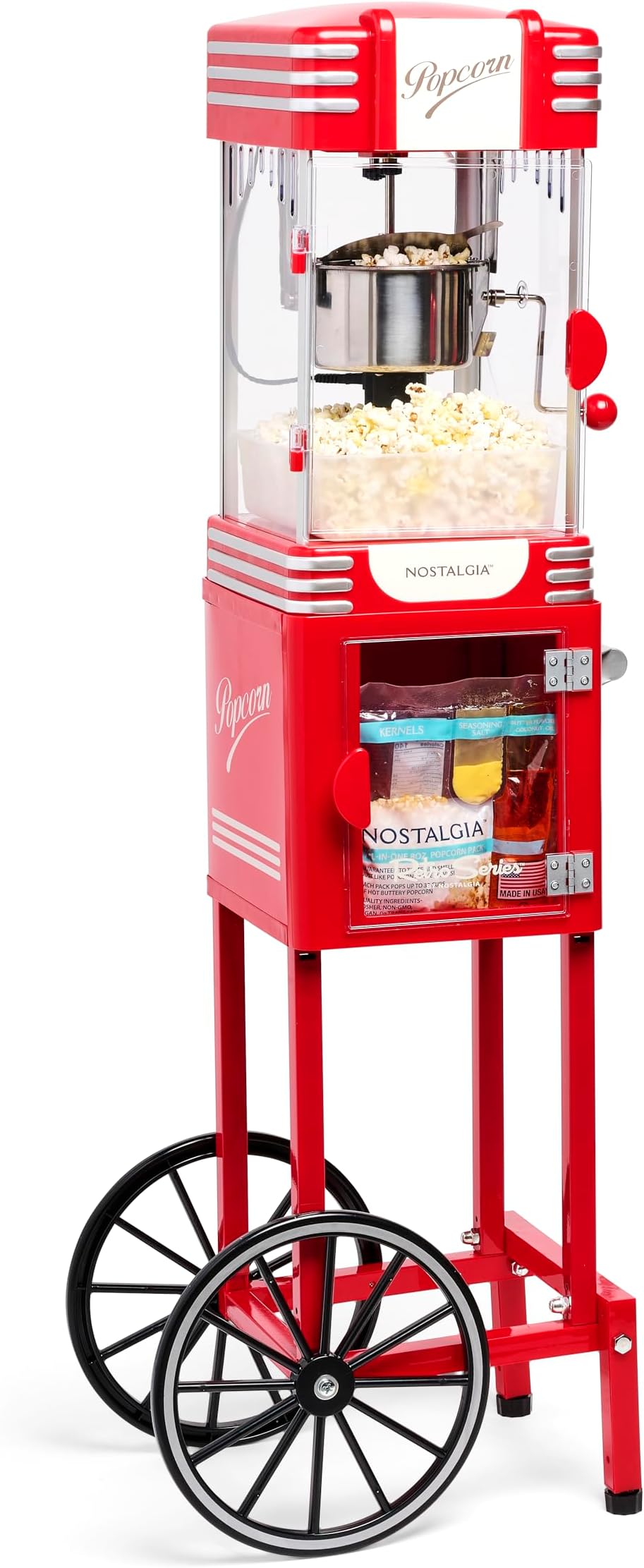 Nostalgia Retro 2.5-Ounce, 10-Cup Popcorn Cart, Retro Red