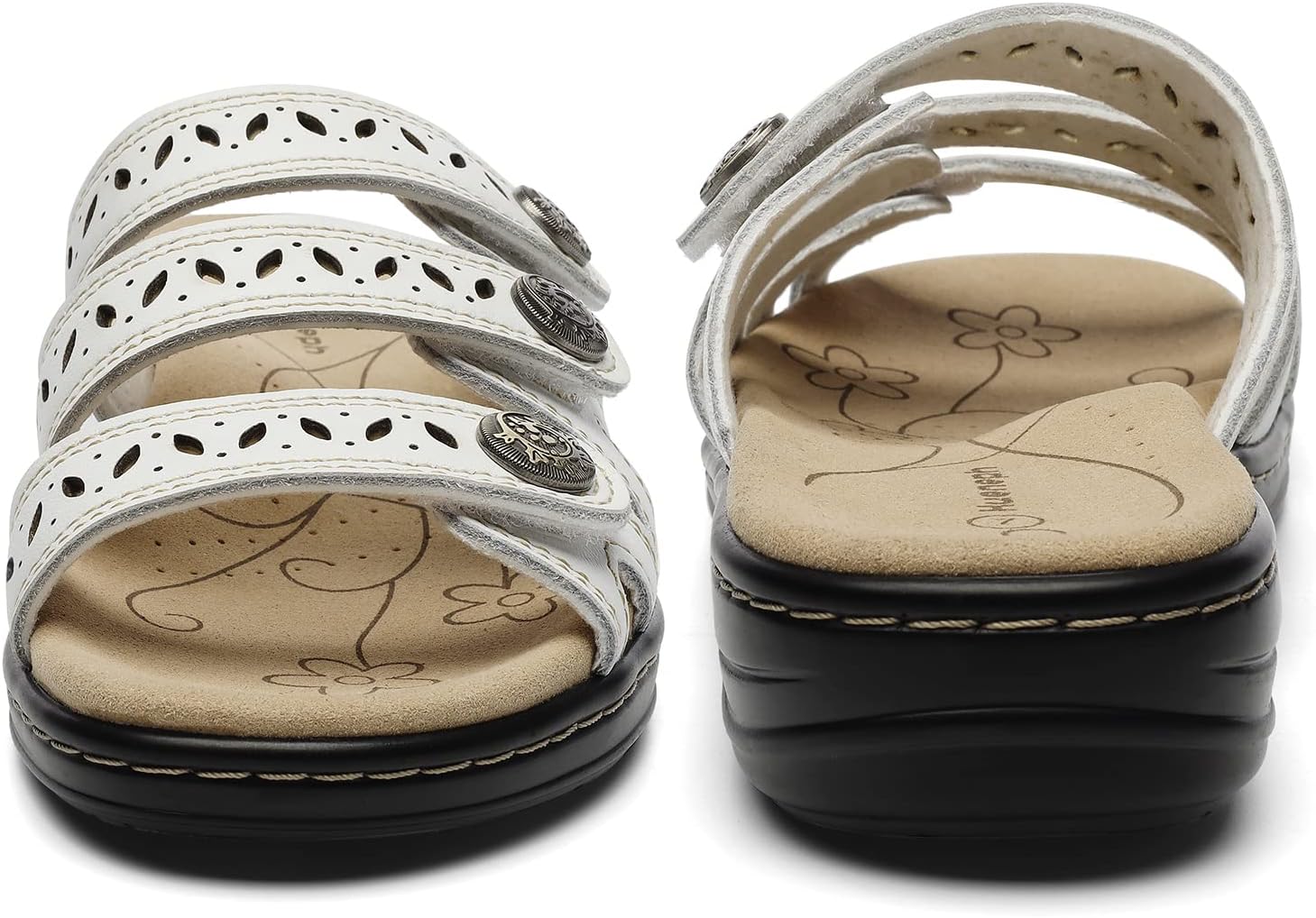 Women's Comfort Leather Slides Lightweight Flat Sandals Cute Slip On Casual Walking Slippers - Image 7