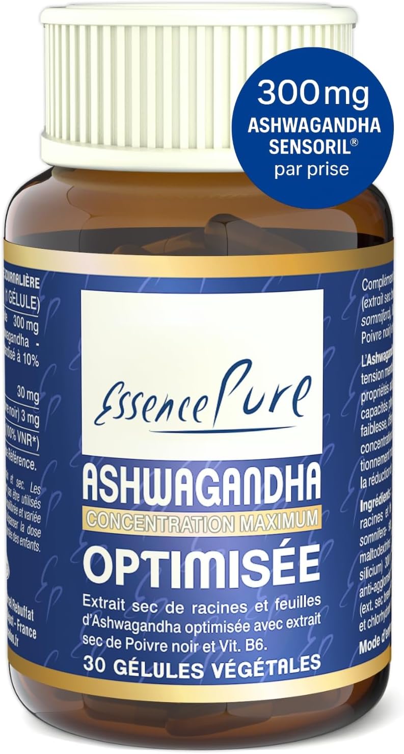Ashwagandha Sensoril® 300mg, 10% Withanolides, 2x Stronger Than KSM-66 – Cortisol Detox & Anti-Stress Adult + + + Vitamin B6, Vegan Non-GMO, 30 Capsules 1 Month, Api-Nature
