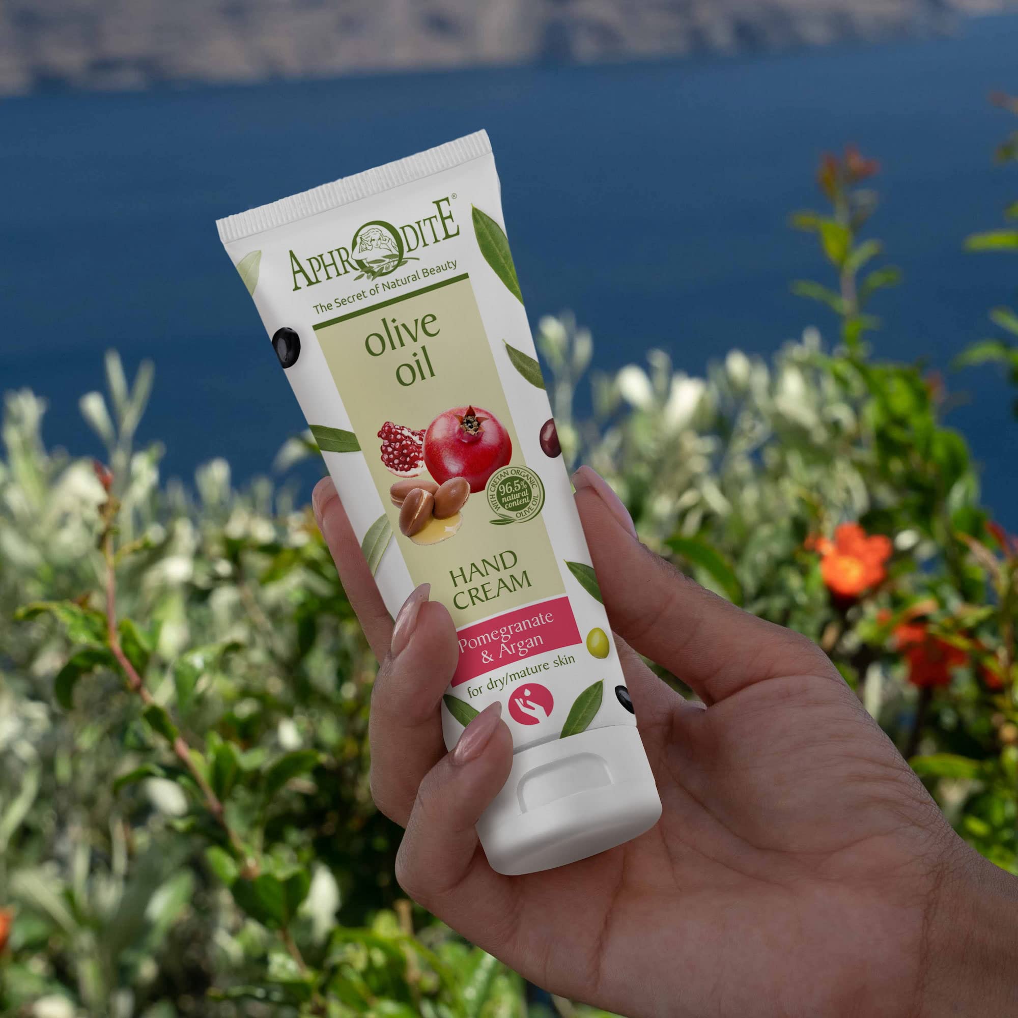 Krem do rąk Aphrodite -100% naturalny-2 sztuki.Zestaw 2 wykonany z najczystszej greckiej organicznej oliwy z oliwek (Mango & Papaya/Argan & Pomegranate)