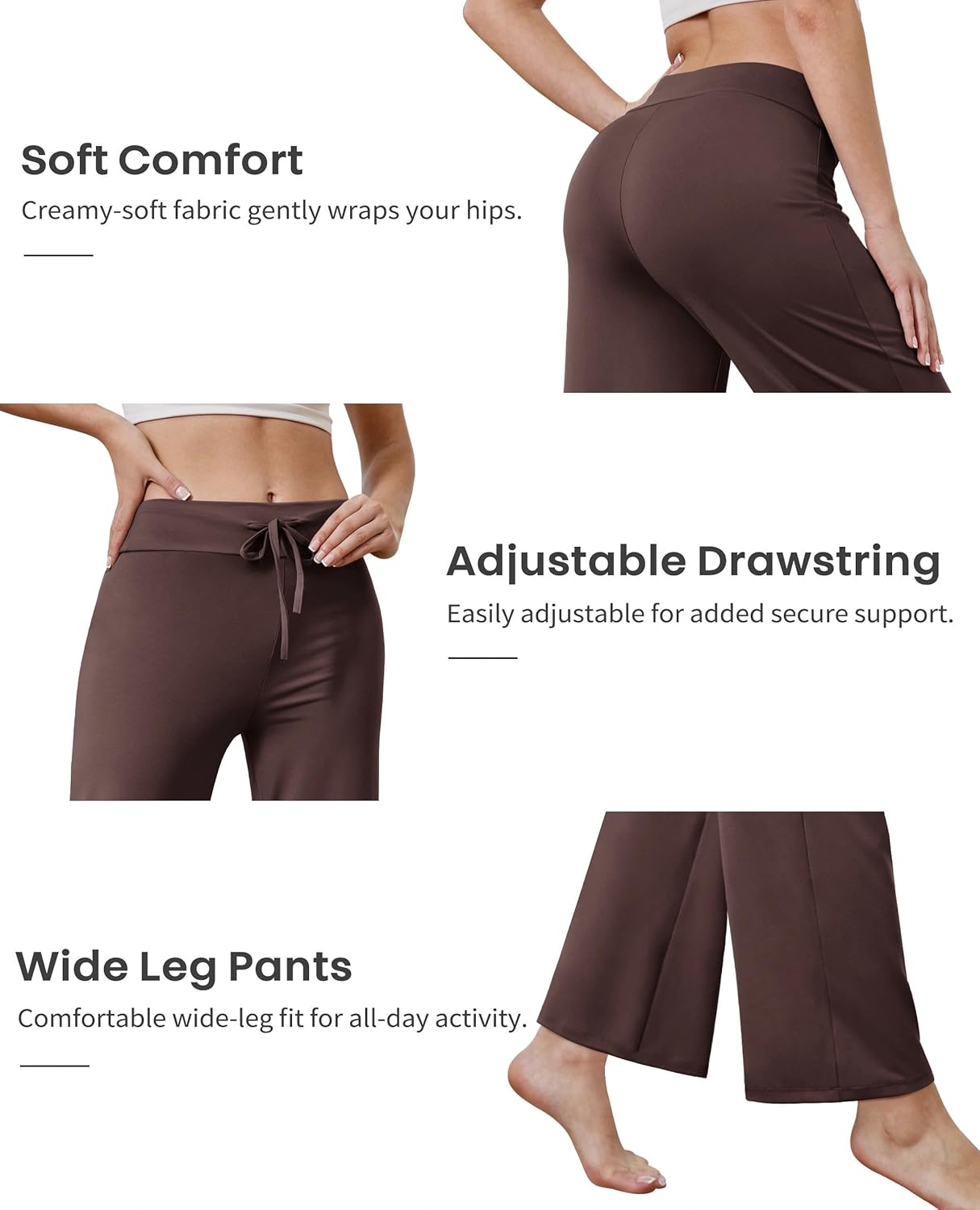 VALANDY Creamlush Wide Leg Pants Woman Drawstring Pajamas Lounge Pants Loose Comfy Sleepwear Casual Yoga - Image 4