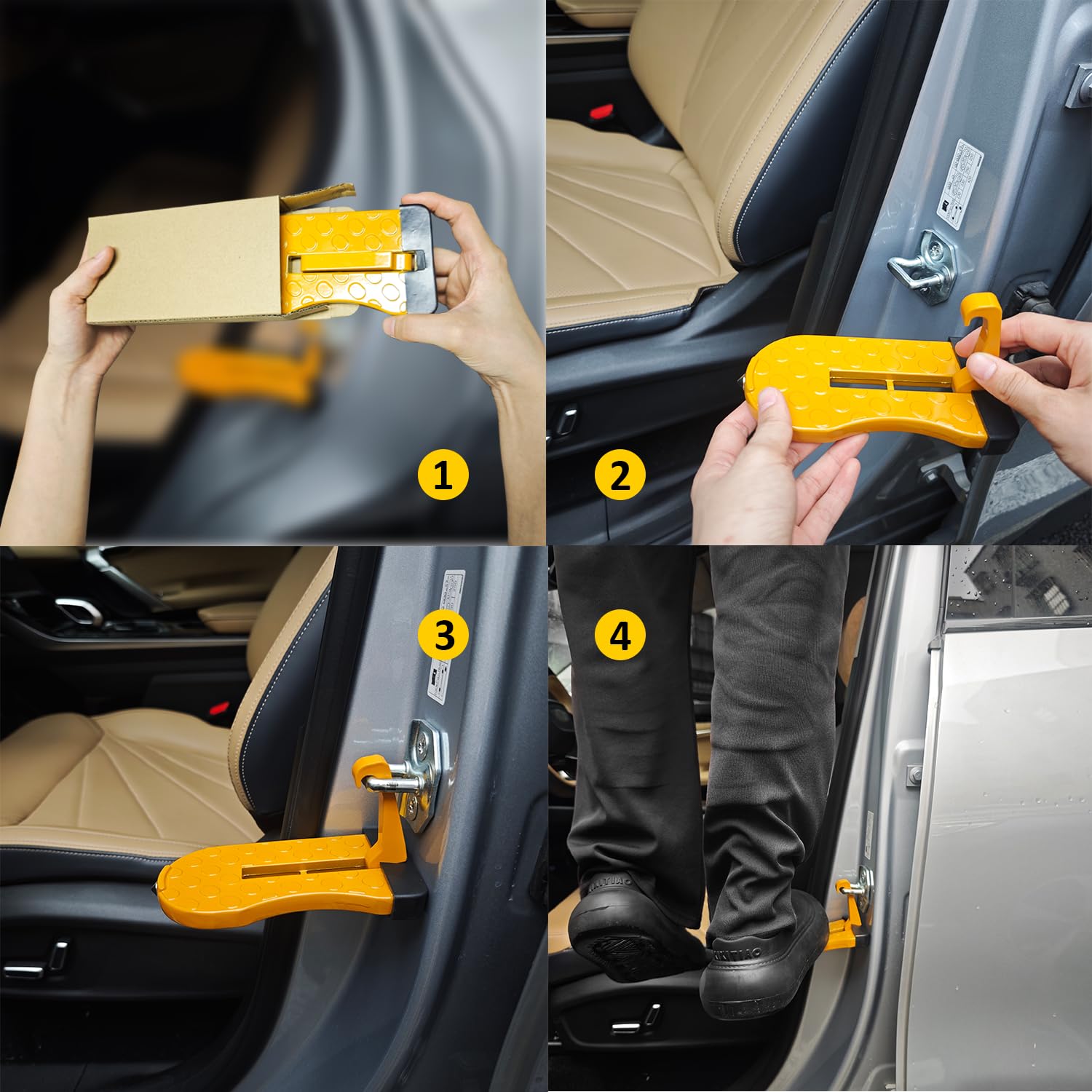 Pedana Pieghevole per Porta, Pedane per Portiera Auto, Gradino per Portiera Auto con Martello di Sicurezza, Capacità Carico di 250 kg, per Maggior Parte dei Camion SUV Mini Veicolo