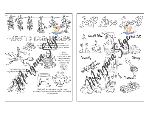 Miniatura 13 de Witchcraft Coloring Book for Adults Channel Your Creative Energy and Discover the Magic of Plants, Herbs, Crystals, and Beyond