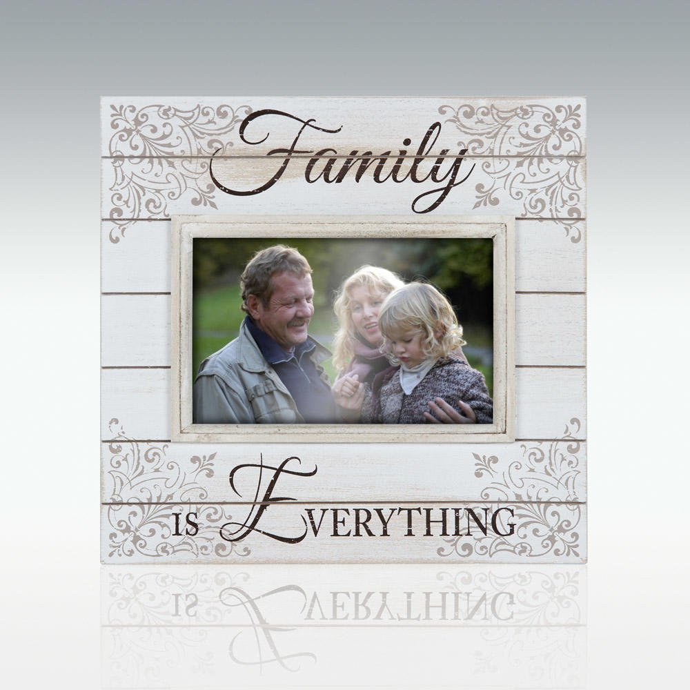 Malden International Designs Sun Washed Words Family Distressed Cream Picture Frame, 4x6, Cream