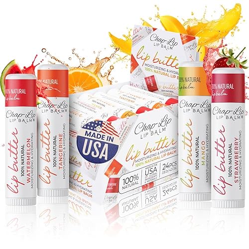 Miniatura 9 de CHAP-LIP Manteca labial- Bálsamo labial con sabores de frutas, manteca de cacao, aceite de coco  Vitamina E hidratante y tratamiento de hidratación