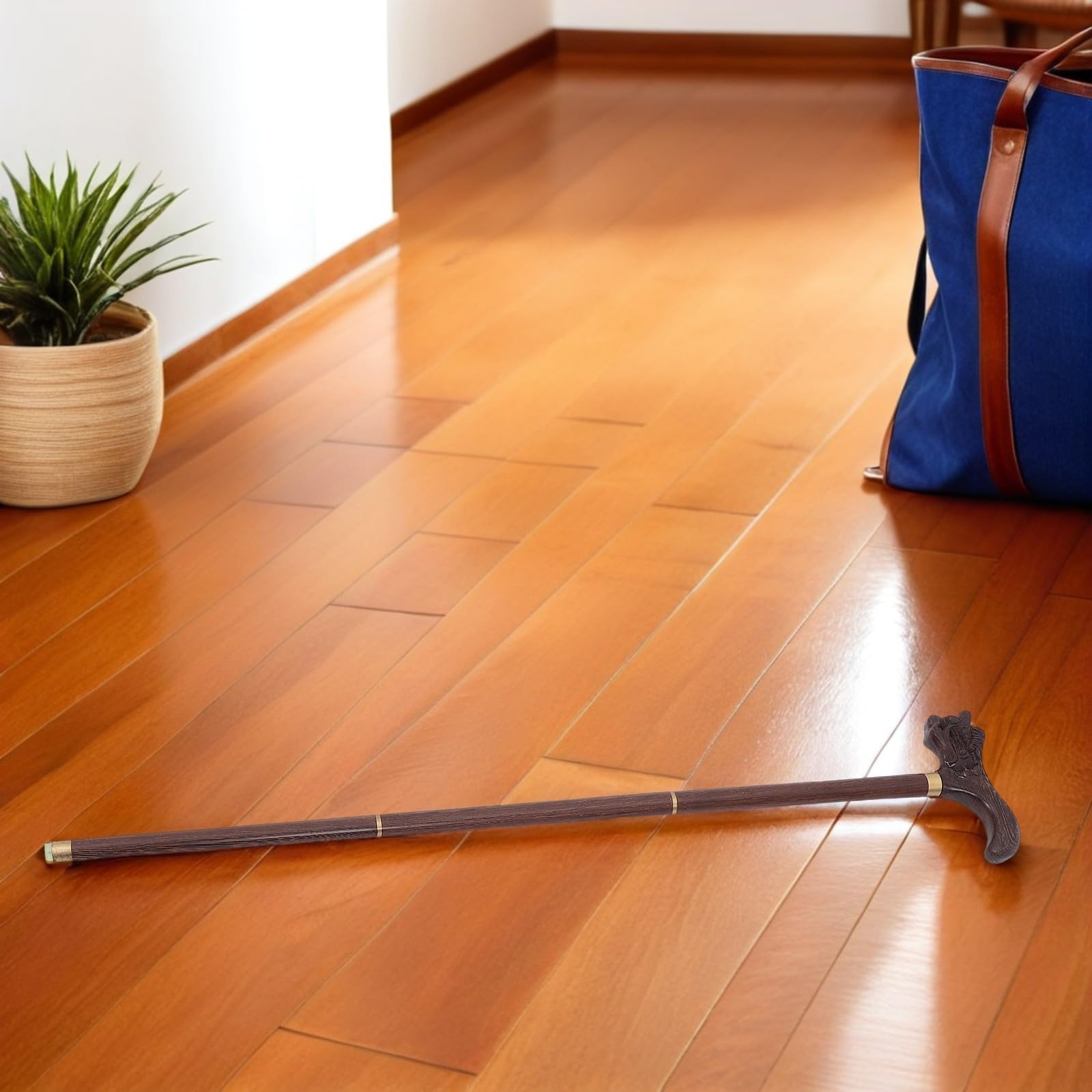 Bastone da Passeggio in Legno di Pollo Alato, Bastone da Trekking Leggero a Tre Sezioni con Assistenza Affidabile, Design Decorativo e Unico per Avventure All'aperto e Anziani