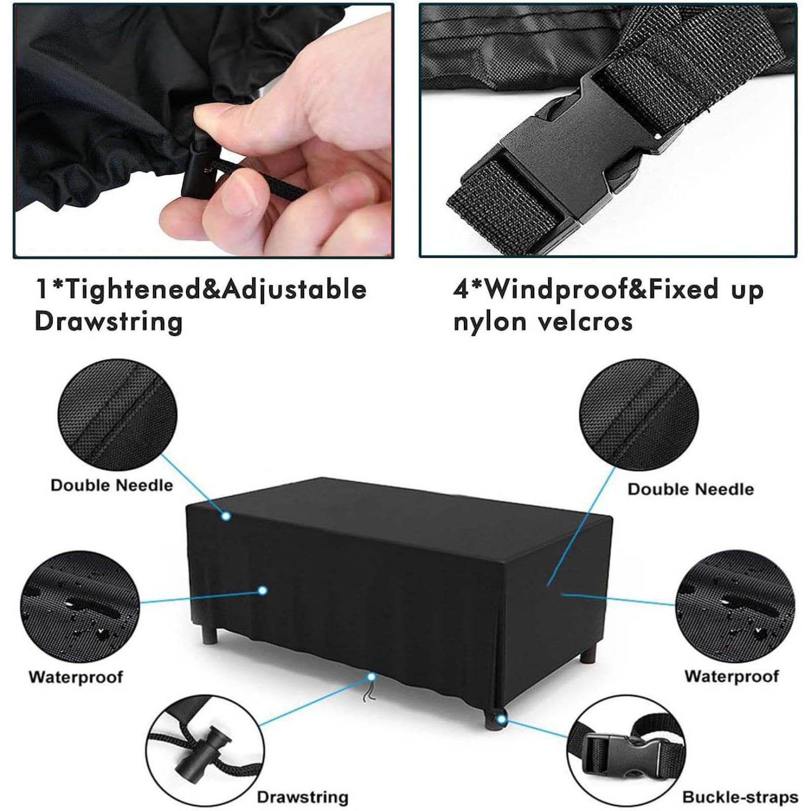Funda para parrilla de barbacoa resistente a la intemperie, 40 x 40 x 40 cm, protección de piel negra para todas las estaciones, a prueba de polvo, impermeable, para patio al aire libre