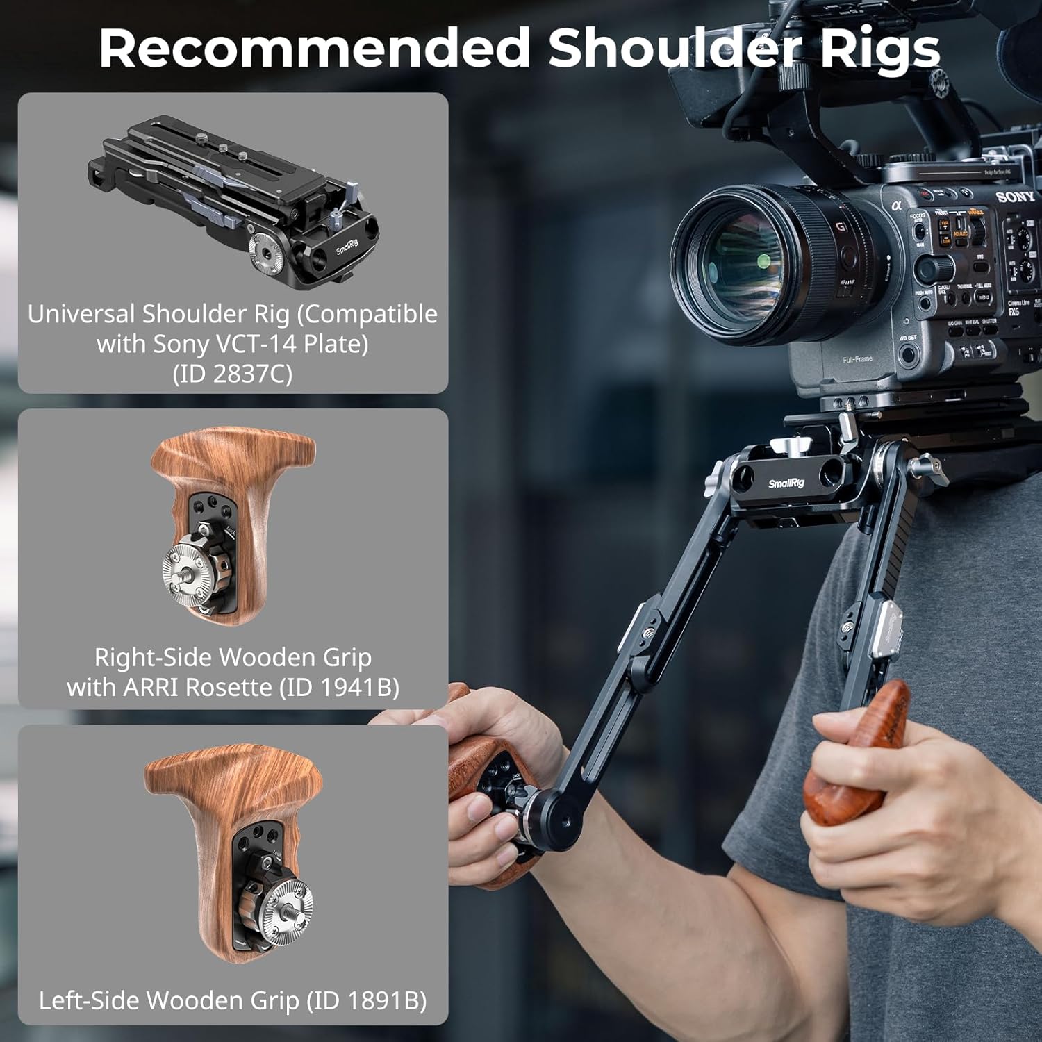 SmallRig Shoulder Rig Extension Arm Adapter Part with M6 Rosette for ARRI, One-Touch Quick Length Adjustment, Pack of 2-5206