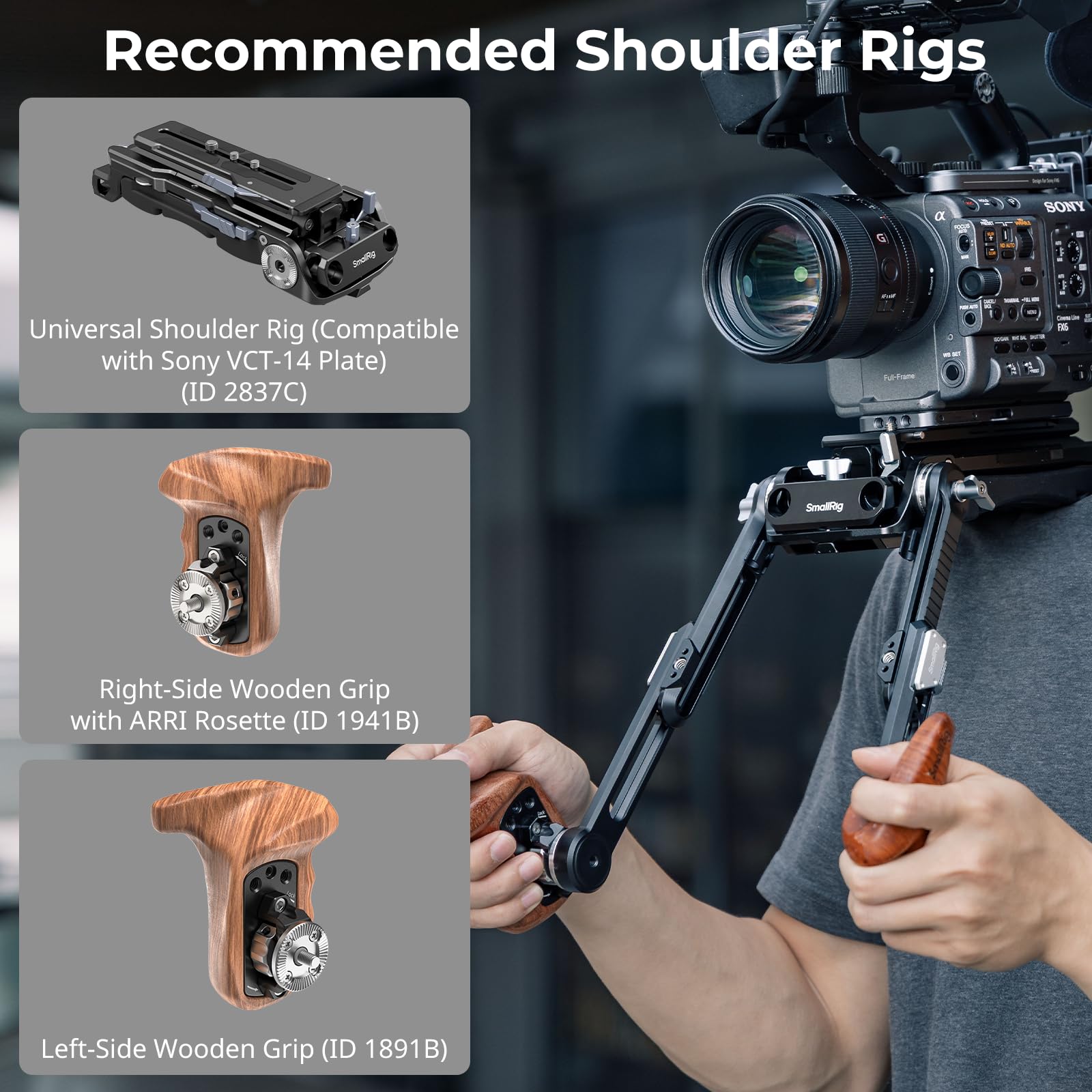 SMALLRIG Adaptador de Extensión de Brazo con Rosetón M6 para ARRI, Ajuste Rápido de Longitud con un Solo Toque, Paquete de 2-5206