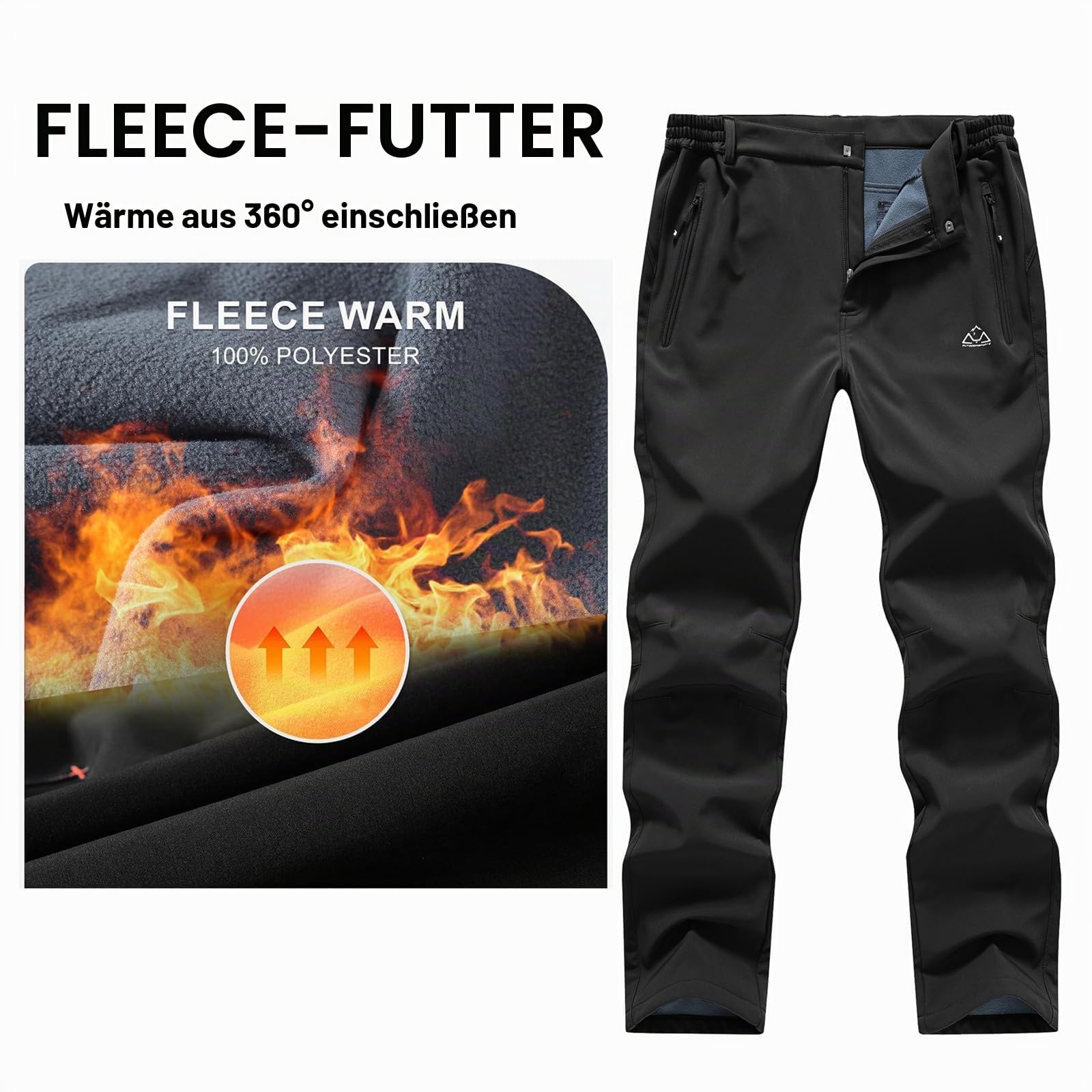 Rdruko Softshellhose Herren Winterhose Wasserdicht Skihose Winter Arbeitshose Warme Gefüttert Hosen Wanderhose Outdoorhose