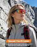 Mingtawn Lunettes intelligentes avec 4K HD Caméra anti-Shake & 3D Haut-parleurs stéréo polarisés UV400 Lunettes de soleil de sport Bluetooth AI Verres pour la vidéo extérieure, Photos & Musique HiFi Caméra d'action audio (Dark)
