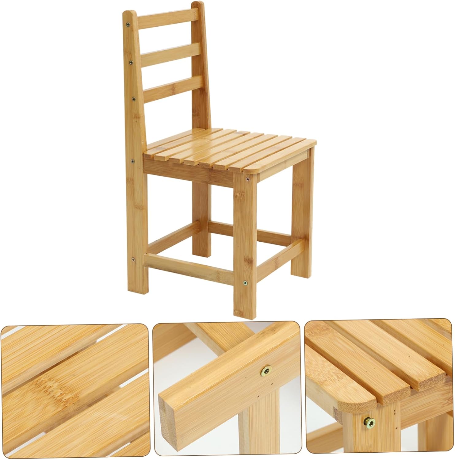 Portable Boys and Girls Shoe Changing Stool Backrest Small Bamboo Foot Stool for Home Use for Children