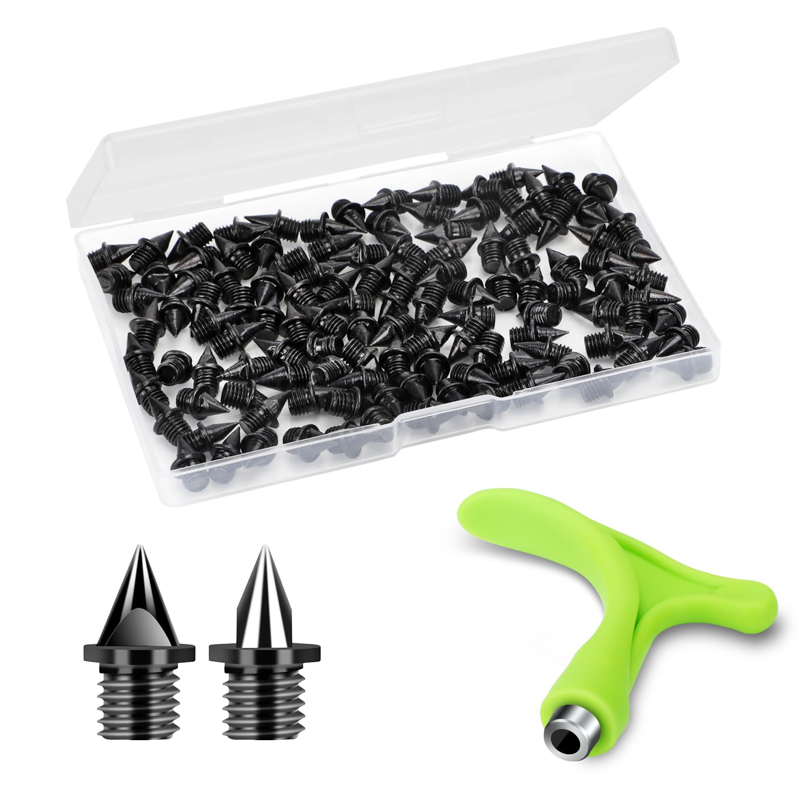 Lejof 1/4 Inch Track Spikes, 120 Pieces Alloy Steel Spikes for Track Shoe Spikes Replacements and Spike Wrench for Sports Running Track Shoes