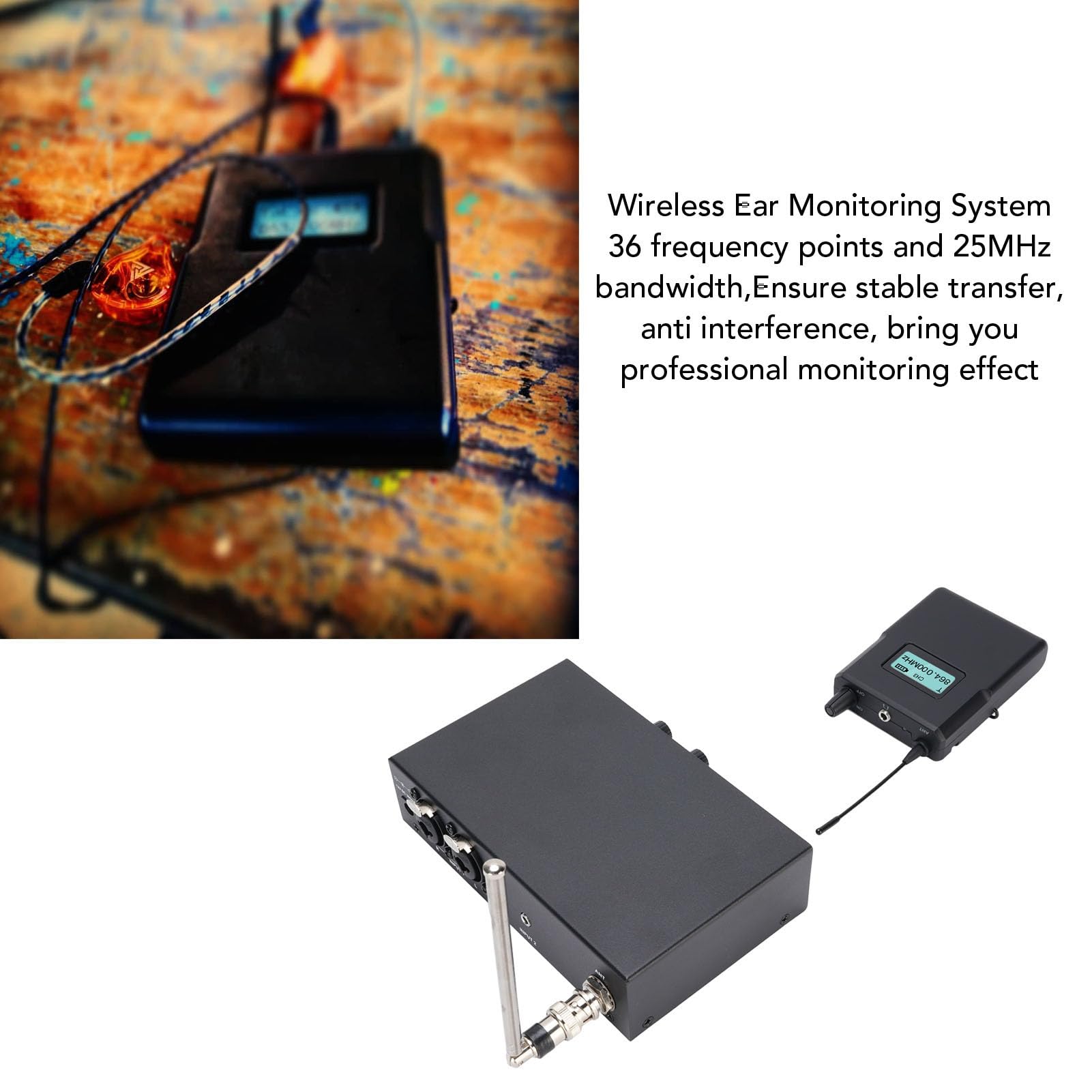 Inalámbrico en el Monitor DE Oído con Auriculares, Transmisor y Receptor IEM Inalámbrico DE 863 a 865MHz, EEM Stereo para Estudio, GUITARIA, ENSHEARSAL DE (Enchufe de la UE)