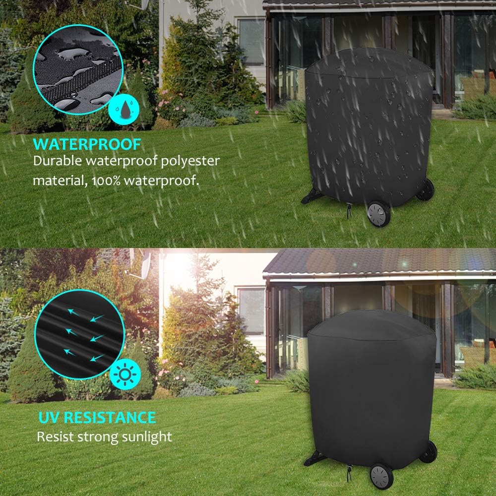 Vegena Barbecue Cover, BBQ Cover 420D Heavy Duty Oxford Fabric Grill Cover Waterproof, Windproof, Rip-Proof& UV Resistant for Weber, Holland, Brinkmann and Char Broil (D75 x 70cm) - Black - Image 5