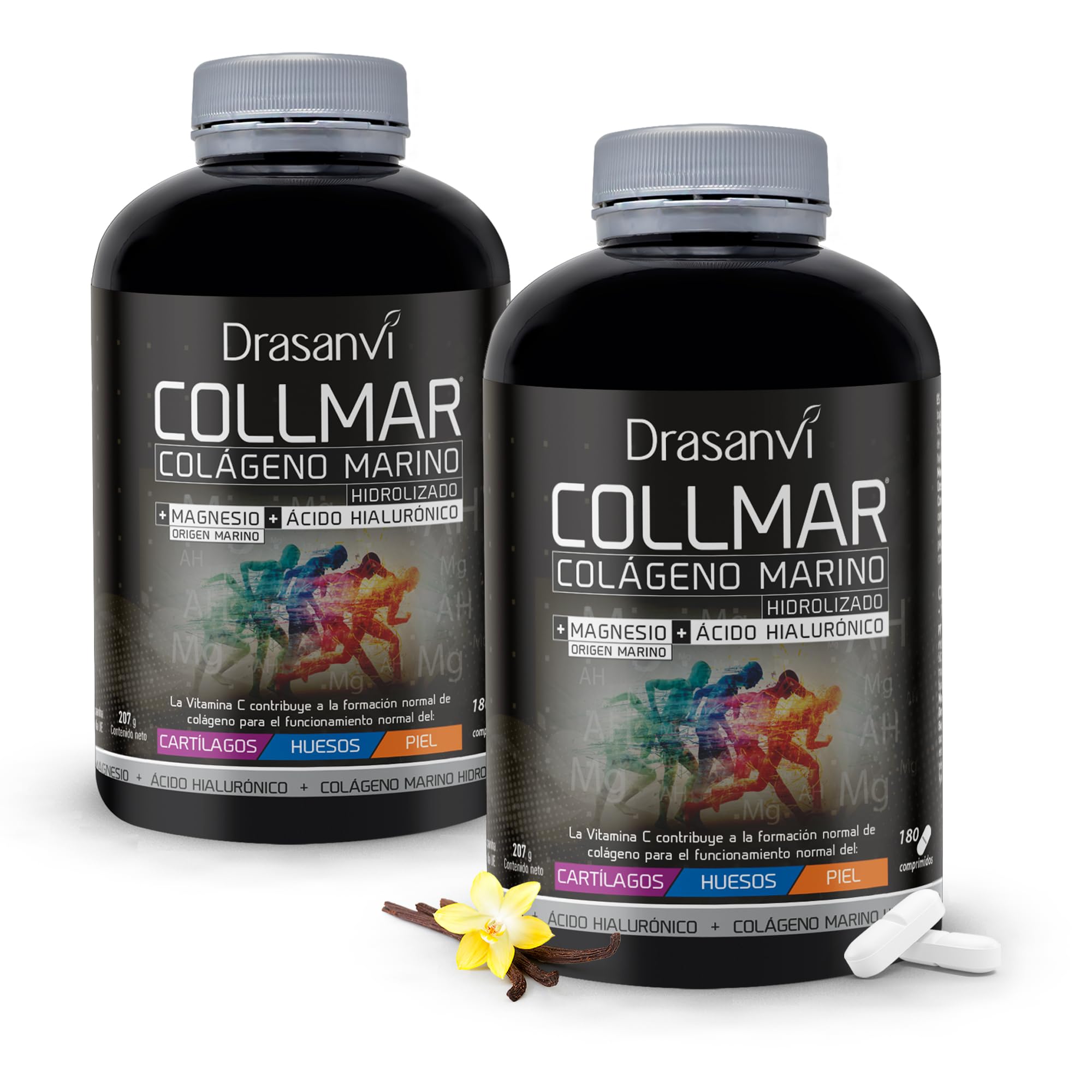Pack 2 Colágeno Marino Hidrolizado con Magnesio y Ácido Hialurónico + Vitamina C | Soporte para Articulaciones, Huesos y Piel | 360 Comprimidos | Tratamiento 2 Meses | Collmar Drasanvi
