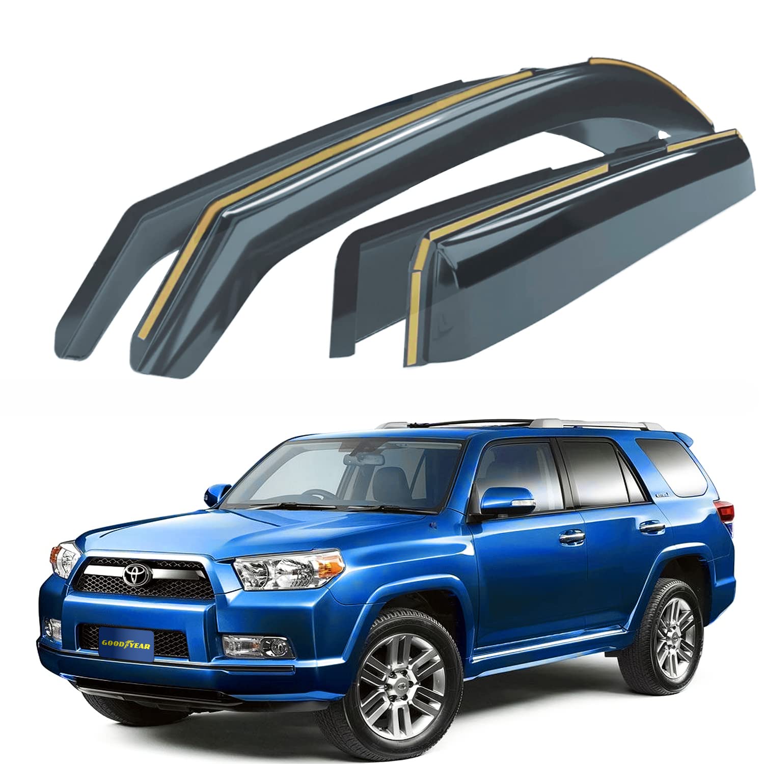 Photo 1 of Goodyear Shatterproof in-Channel Window Deflectors for Trucks Toyota 4Runner 2010-2023, Rain Guards, Window Visors for Cars, Vent Deflector, Car Accessories, 4 pcs- GY003422LP For 4Runner 10-23