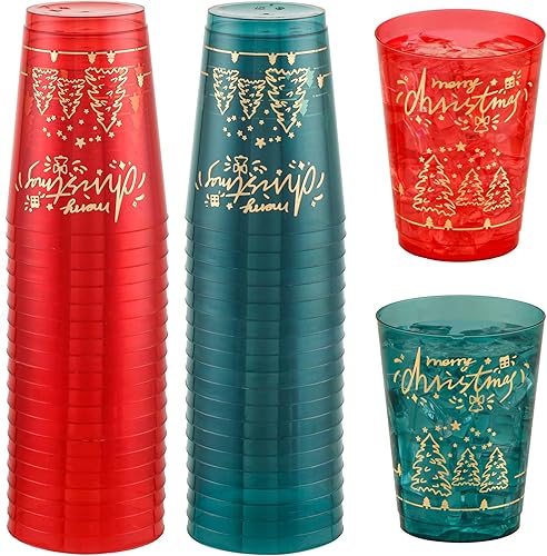 U-QE Vasos de fiesta de Navidad de 10 onzas (60 unidades)  Nuevos vasos de Navidad 2023  Vasos de plástico transparente desechables de Navidad para