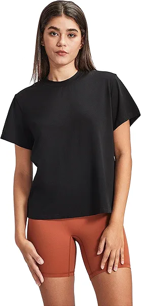 MEIVSO Women's Loose Fit Cotton Workout Short Sleeve T-Shirts Athletic Gym Shirt Tennis Cropped Tops