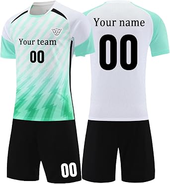 OPUTWDF Personalized Soccer Jersey Youth Kids Customize Your Own Soccer Jersey Soccer Shirt and Shorts Set with Name Number